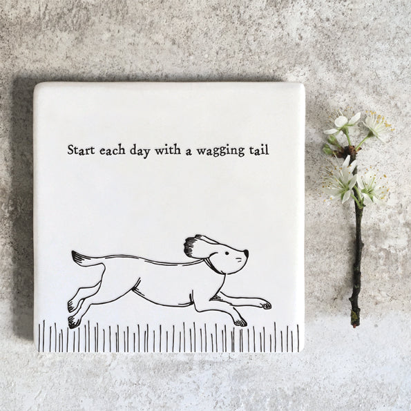 Square Coaster Start each day with a wagging tail No.66 cards