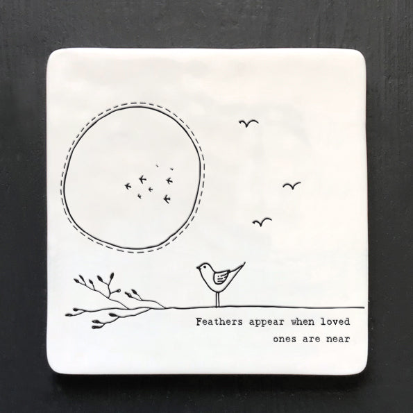 Square Coaster Feathers appear when loved ones are near No.66