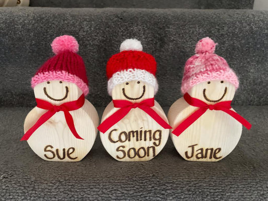 Wooden Snowies - personalised