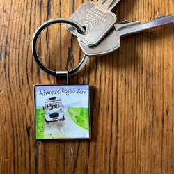 Alex Clark Keyring - Adventure begins here (motor home)