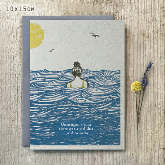 Seascape card - Once upon a time there was a girl who loved to swim