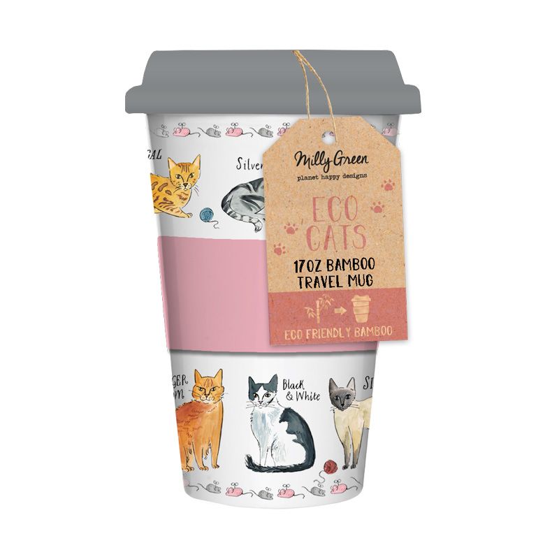 Bamboo travel mug - Curious Cats