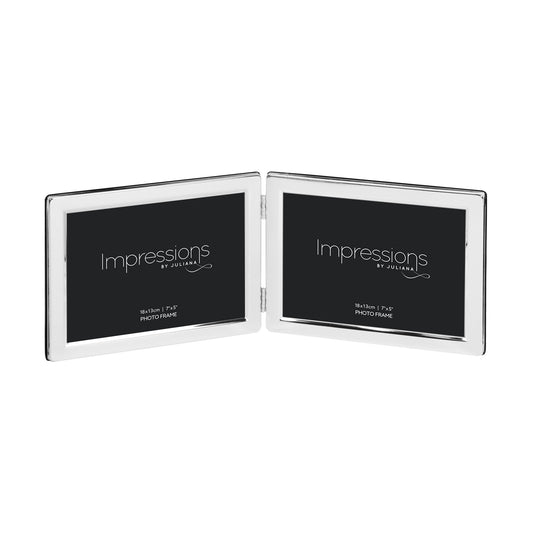 Silver Plated Wide Double Photo Frame - Landscape (7'' x 5'')