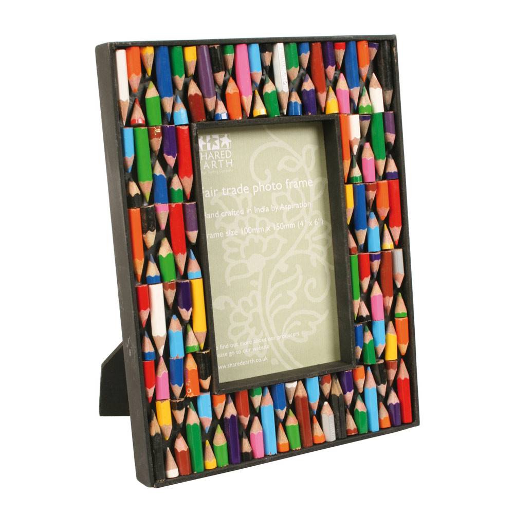 Rainbow Coloured Photo Frame made from Recycled Crayons