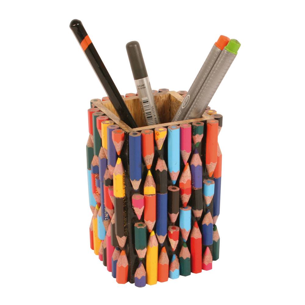 Rainbow Coloured Pencil Pot made from Recycled Crayons