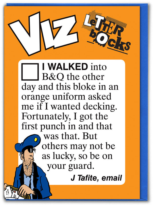 Viz Letterbocks card - B & Q