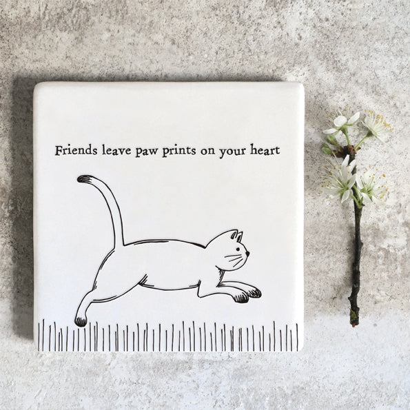 Square Coaster - Friends leave paw prints on your heart