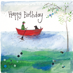 Happy Birthday - Red Rowing Boat